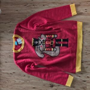 NORTHER POLE Red/Yellow NUTCRACKER Squirrel Ugly Christmas Sweater. Sz.M